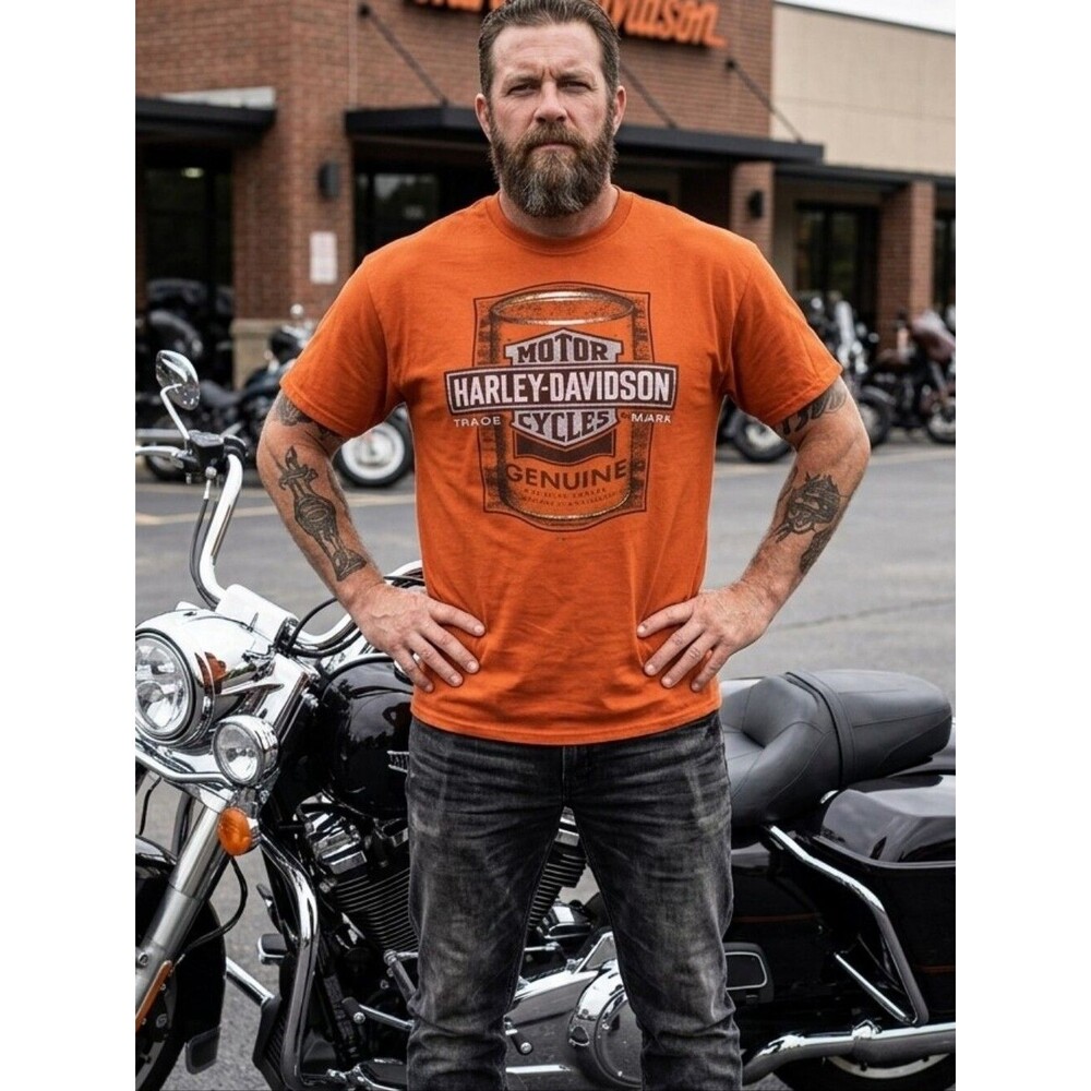 Harley Davidson Eureka Springs Heathered Orange T Shirt Size 2X EUC P2P 25.5